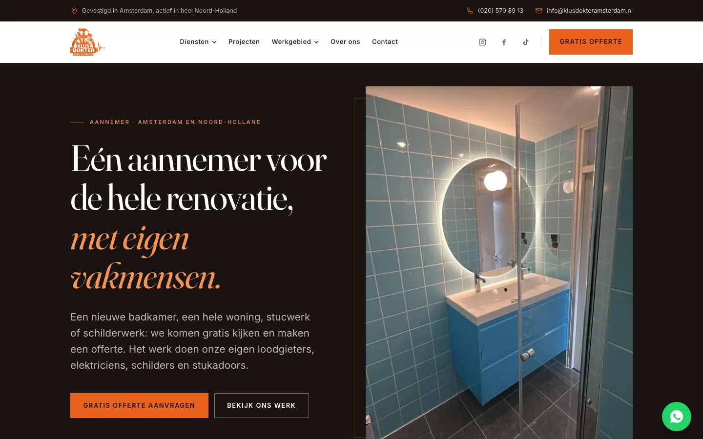Homepage van Klusdokter Amsterdam, aannemer in Amsterdam